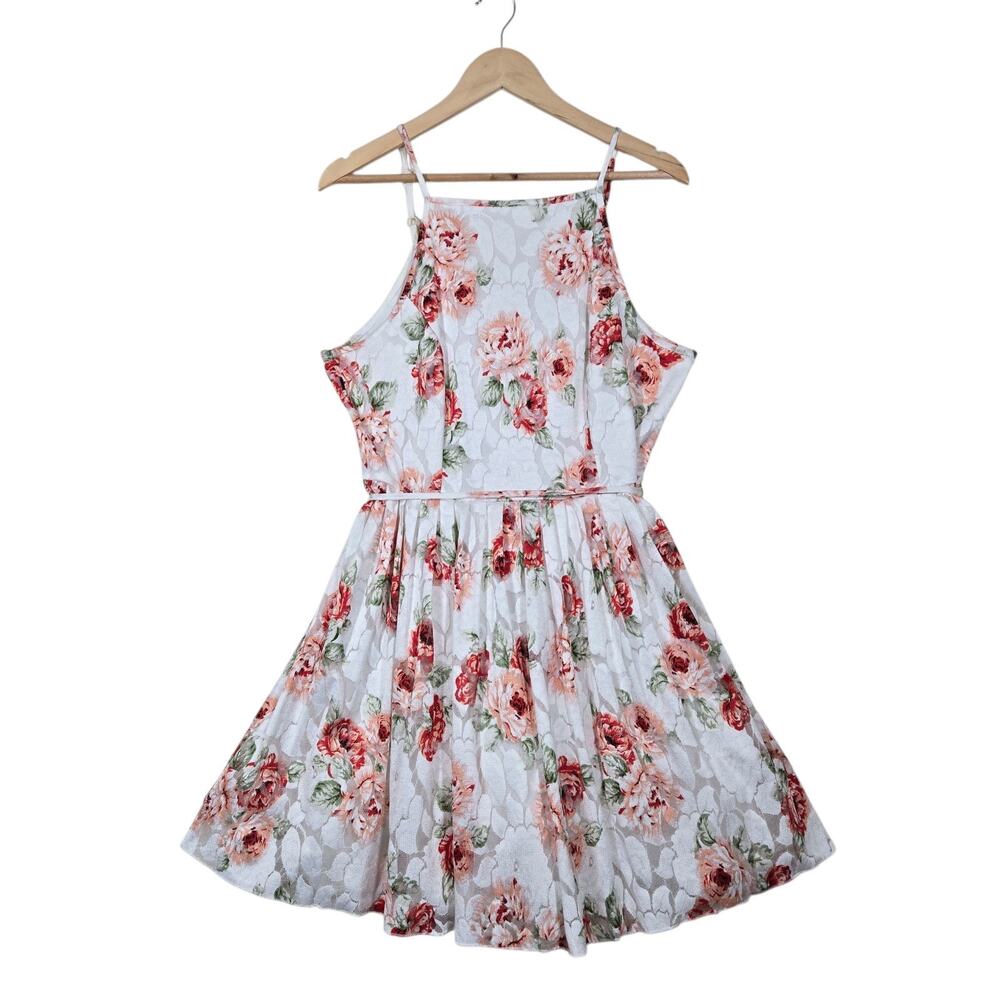 Charlotte Russe Floral Lace A-Line Dress XL* Pink White Cottagecore Coquette
